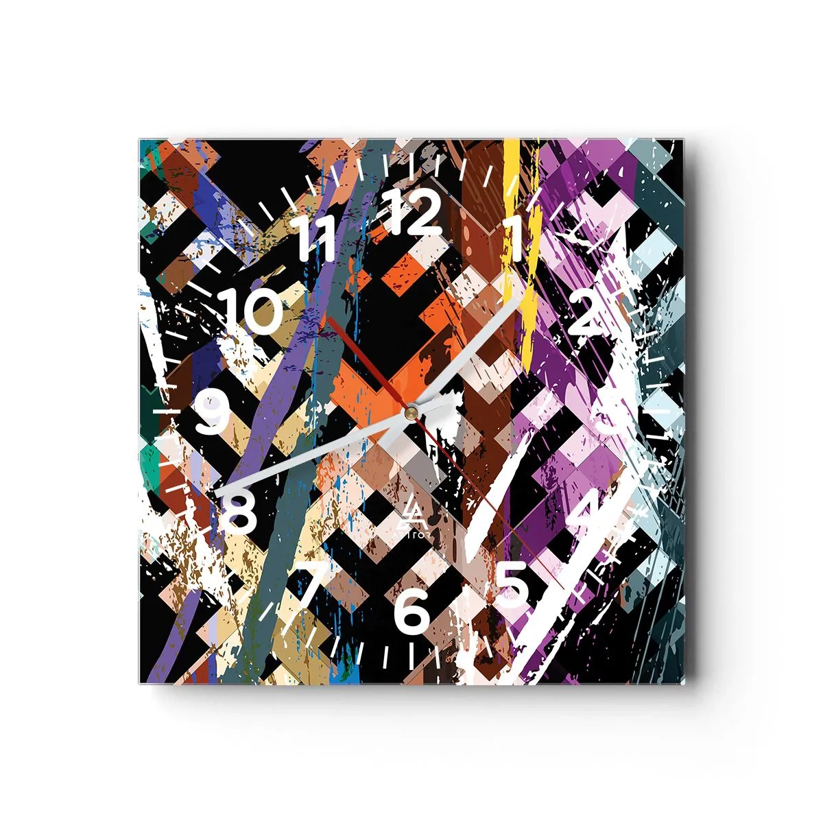 Wanduhr - Glasuhr - Quadriert - 30x30 cm