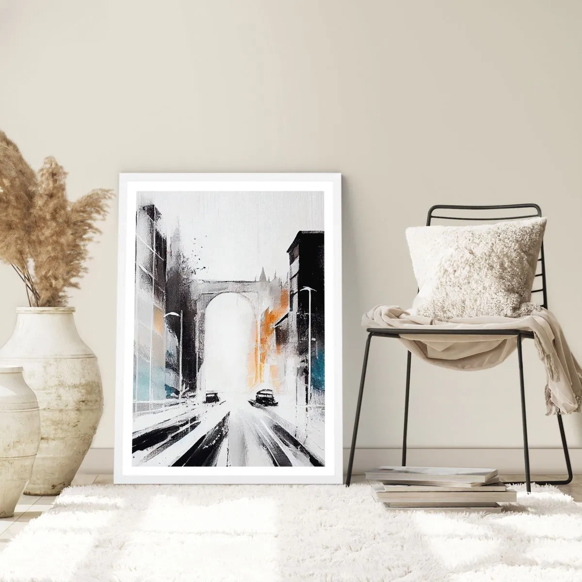 Poster in einem weißen Rahmen - Stadtstudie: Architektur und Bewegung - 50x70 cm