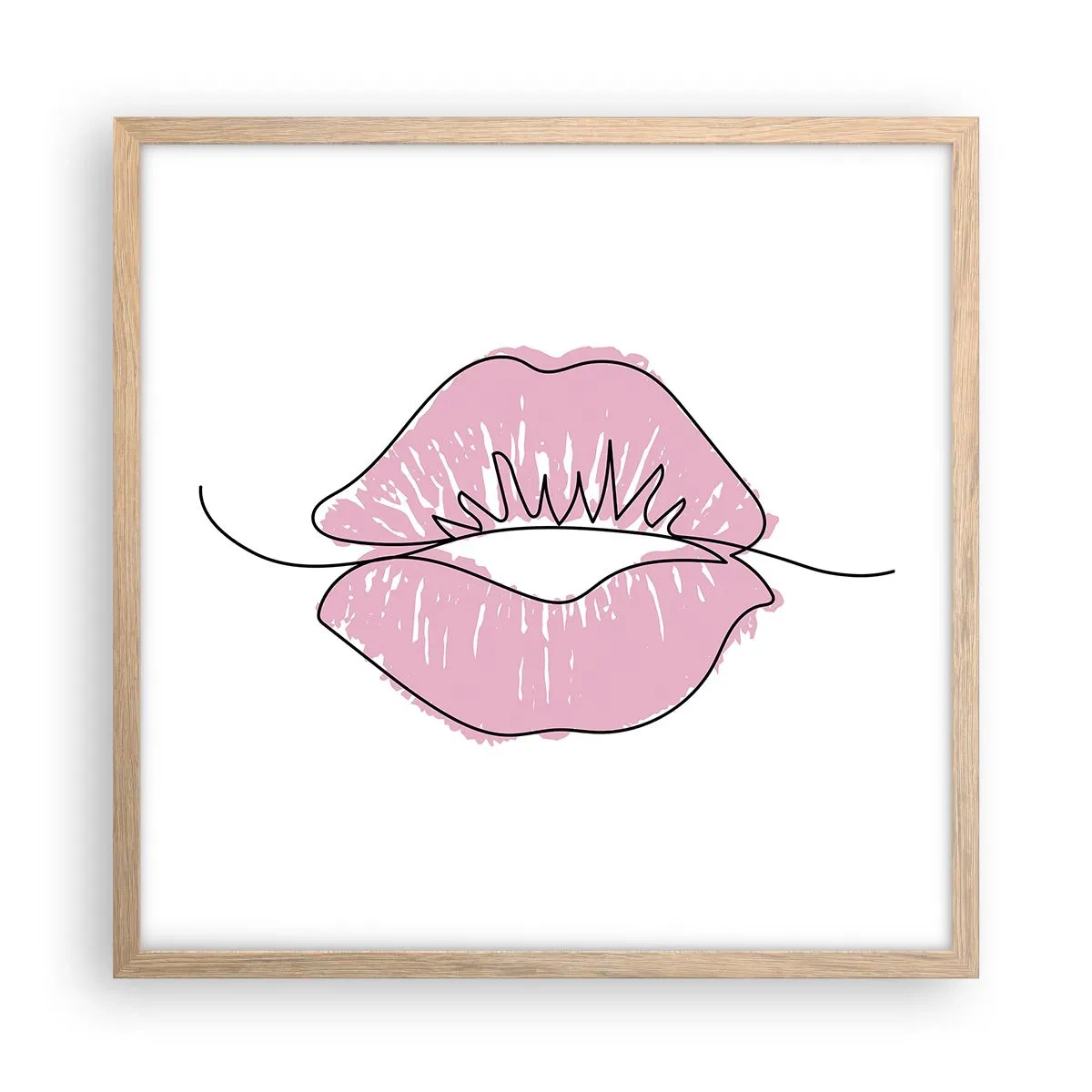 Poster in einem Rahmen aus heller Eiche - Bereit zum Küssen? - 50x50 cm