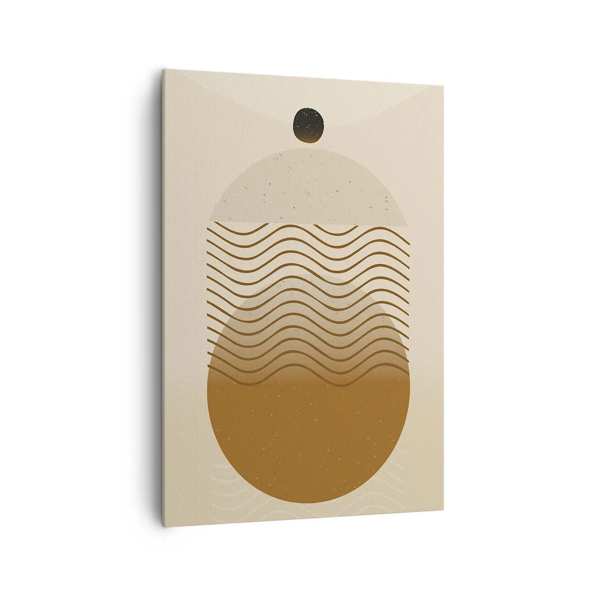 Bild auf Leinwand - Leinwandbild - Geometrische Abstraktion mit Kreisen und Wellenlinien in warmen Farben. - 70x100cm - Zur Entstehung geometrischer Figuren - Moderne Wanddekoration für Wohnzimmer und Schlafzimmer ARTTOR