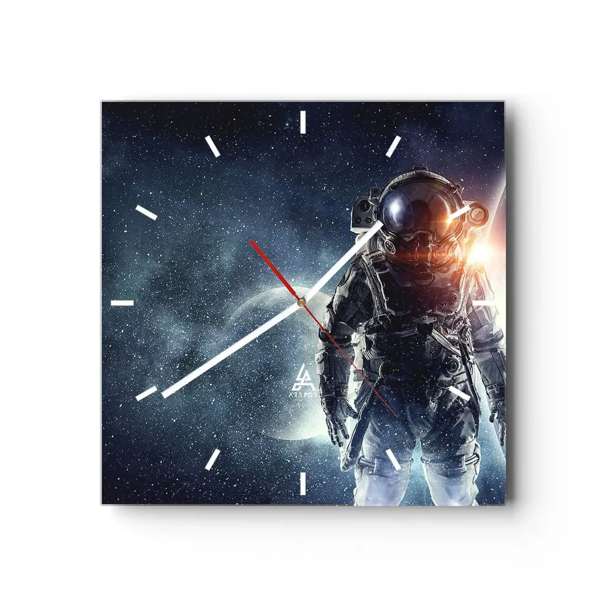 Wanduhr - Glasuhr - Weltraumabenteuer - 40x40 cm