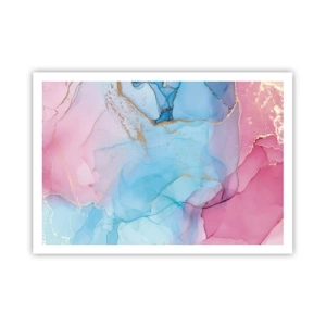 Poster - Abstrakte Pastellmuster mit goldenen Akzenten - 100x70cm - Begegnung und Durchdringung - Moderne Wanddekoration für Wohnzimmer und Schlafzimmer ARTTOR