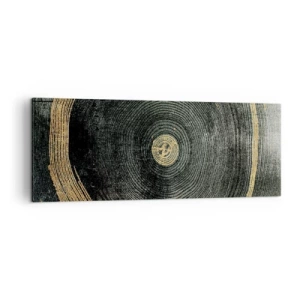 Bild auf Leinwand - Leinwandbild - Konzentrische Kreise mit goldenen Akzenten - 140x50cm - Veränderung und Beständigkeit - Moderne Wanddekoration für Wohnzimmer und Schlafzimmer ARTTOR