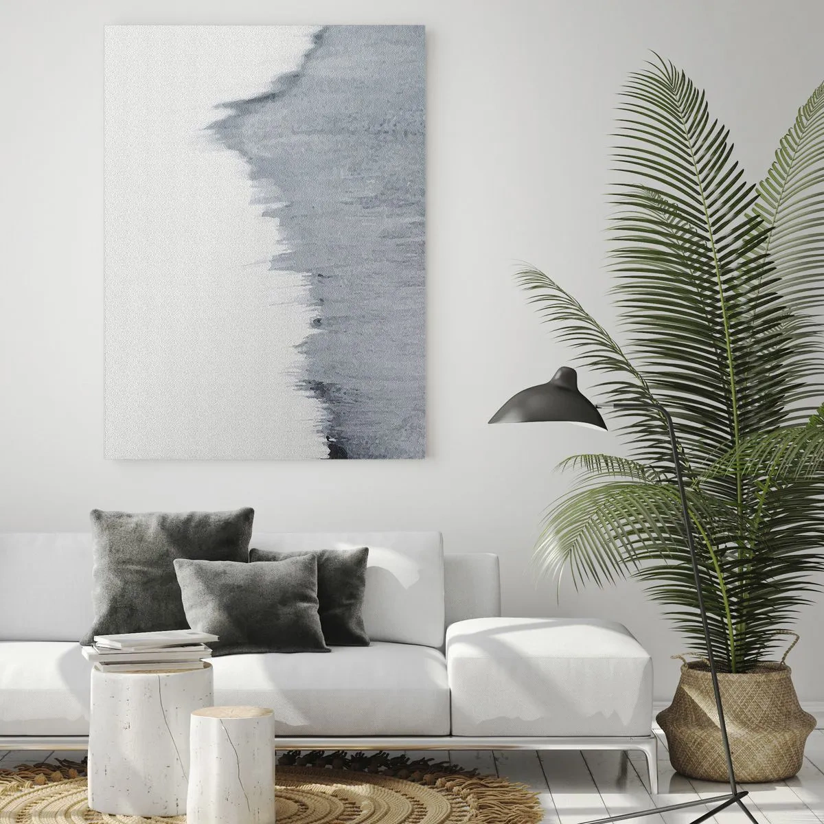 Glasbild - Bild auf glas - Abstrakte graue Komposition im minimalistischen Stil - 70x100cm - Mysteriöse Aufzeichnung - Moderne Wanddekoration für Wohnzimmer und Schlafzimmer ARTTOR