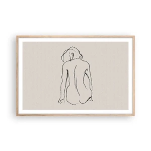 Poster in einem Rahmen aus heller Eiche - Mädchenakt - 91x61 cm