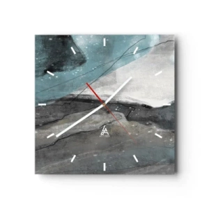 Wanduhr - Glasuhr - Abstrakte Komposition in Grau- und Blautönen - 30x30cm - Abstraktion: Felsen und Eis - Moderne Wanddekoration für Wohnzimmer und Schlafzimmer ARTTOR