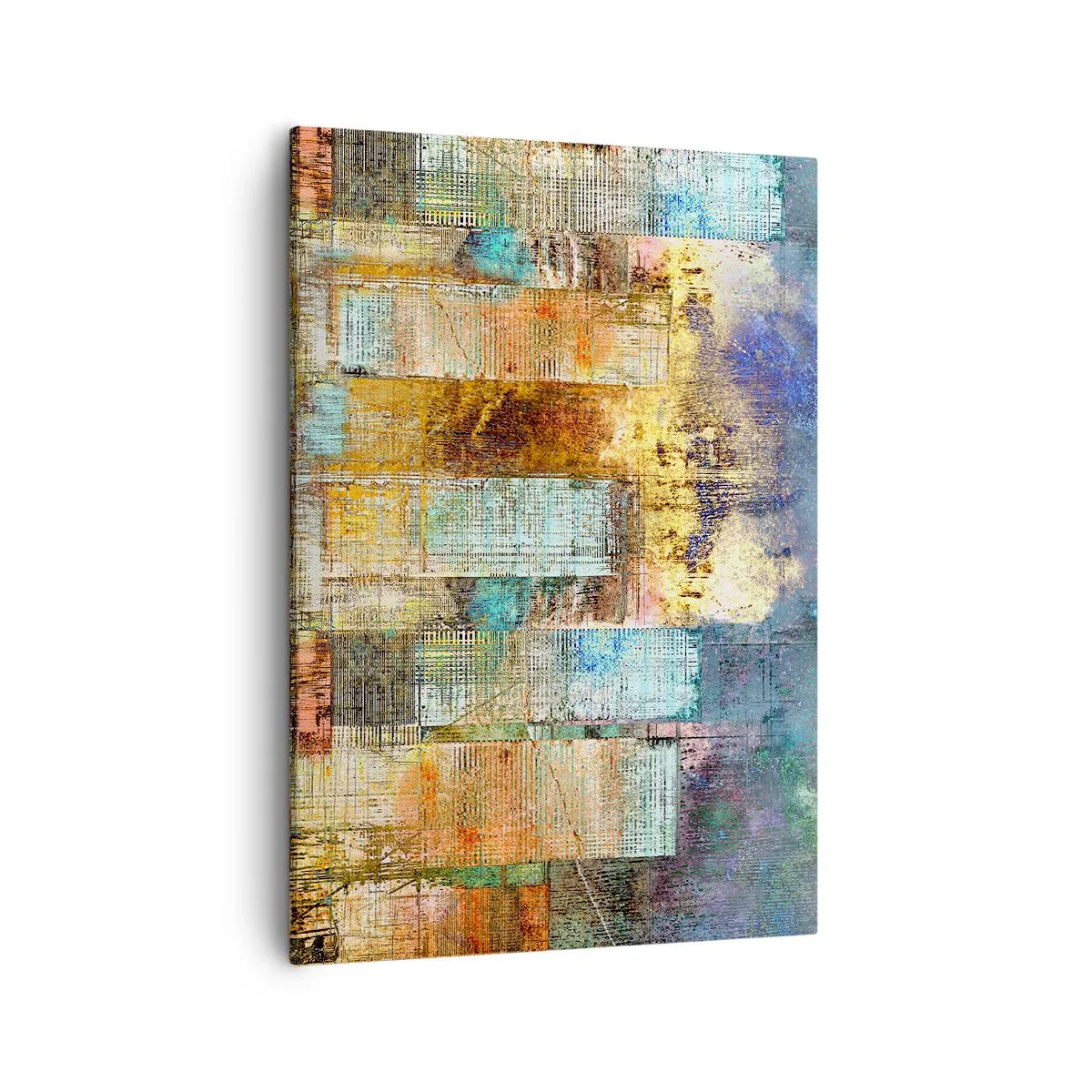 Bild auf Leinwand - Leinwandbild - Abstrakte Wolkenkratzer im Industriestil - 50x70cm - Sonnige Metropole - Moderne Wanddekoration für Wohnzimmer und Schlafzimmer ARTTOR