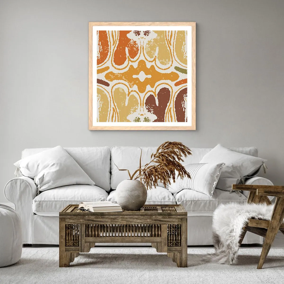 Poster in einem Rahmen aus heller Eiche - Sentimentale Abstraktion - 40x40 cm