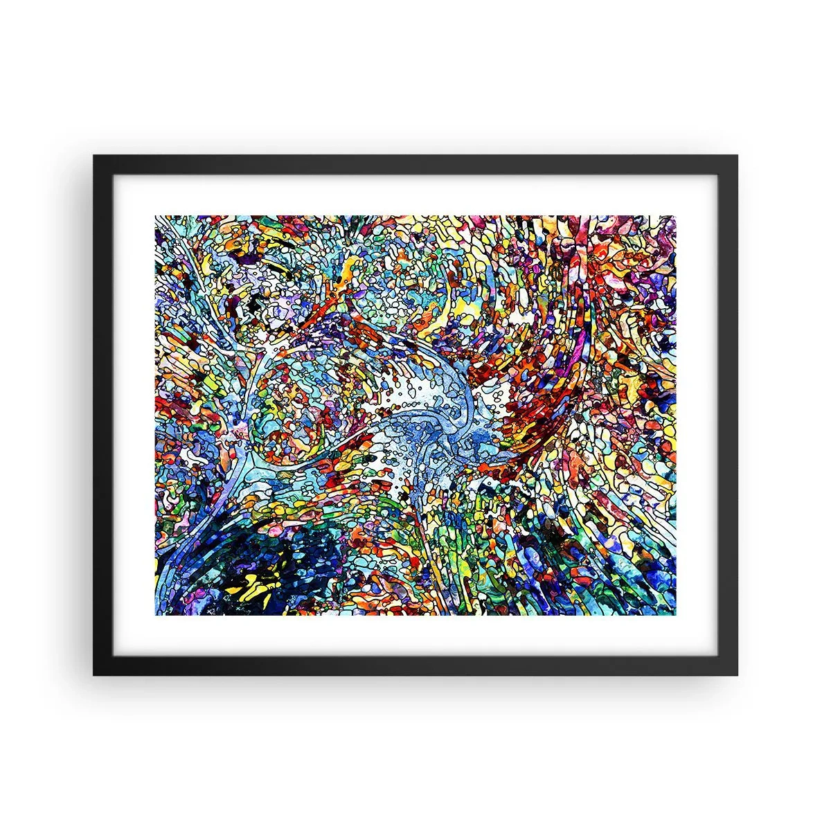 Poster in einem schwarzem Rahmen - Glasmalerei Wassertropfen - 50x40 cm