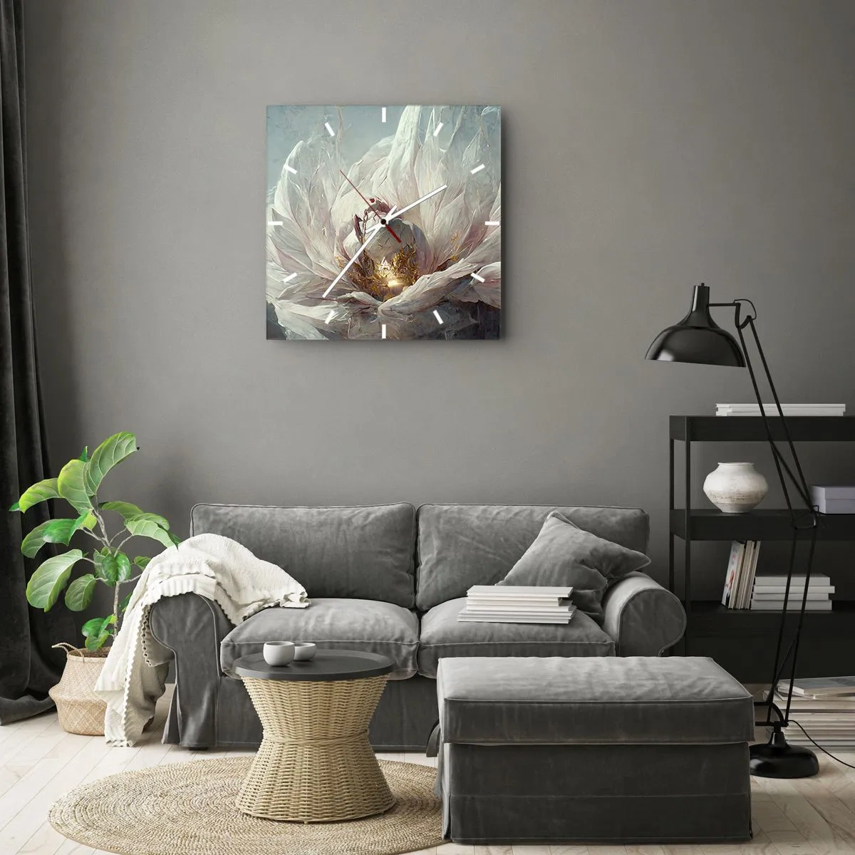 Wanduhr - Glasuhr - Sie blüht alle hundert Jahre einmal - 40x40 cm