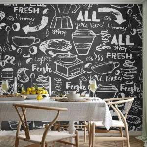 Maßgeschneiderte Fototapete Premium Canvas - Alles was Sie brauchen ist… - Gastronomie, Wandgemälde, Graffiti