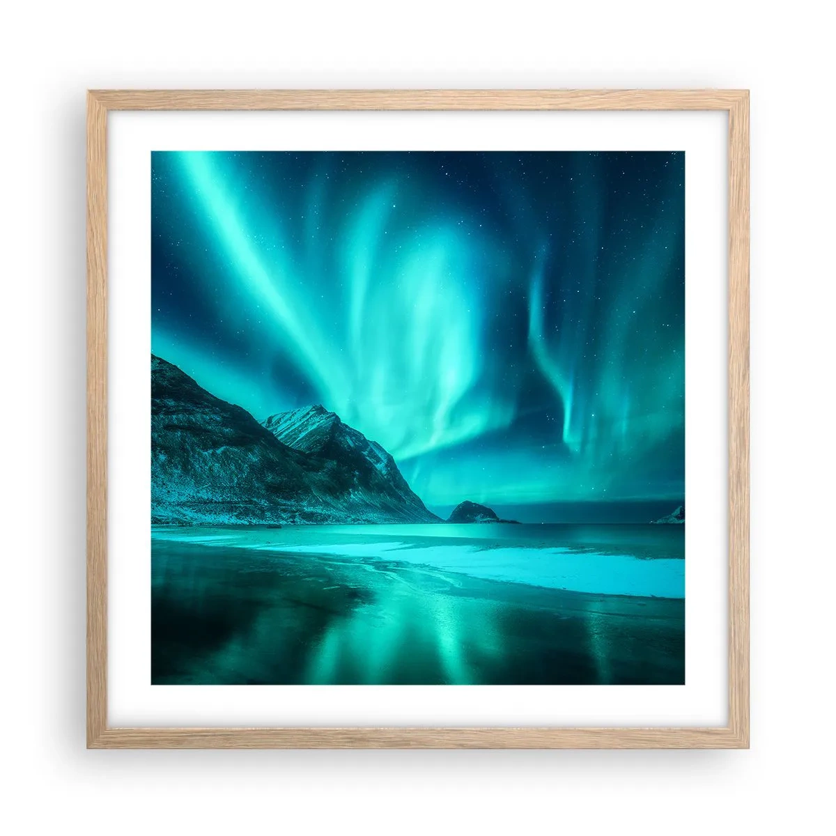 Poster in einem Rahmen aus heller Eiche - Wunder des Nordens - 50x50 cm