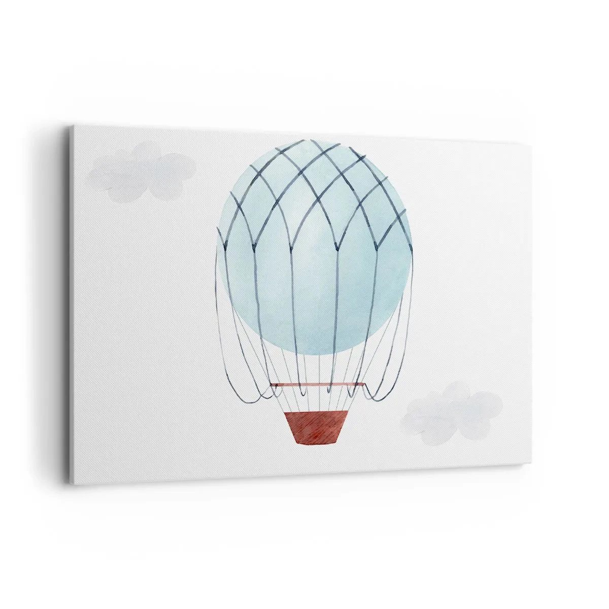 Bild auf Leinwand - Leinwandbild - Ein handbemalter Ballon vor dem Hintergrund zarter Wolken. - 120x80cm - Ganz in den Wolken - Moderne Wanddekoration für Wohnzimmer und Schlafzimmer ARTTOR