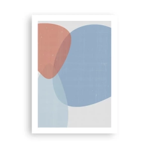 Poster - Abstrakte Formen in Blau und Beige - 50x70cm - Pastellbeziehungen - Moderne Wanddekoration für Wohnzimmer und Schlafzimmer ARTTOR