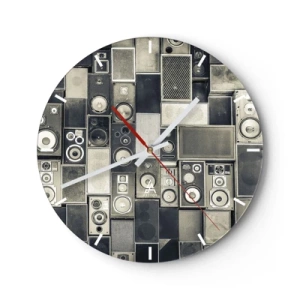 Wanduhr - Glasuhr - Lautsprecherset im Retro-Stil - 30x30cm - Und es ist alles in Ordnung - Moderne Wanddekoration für Wohnzimmer, Küche und Schlafzimmer ARTTOR