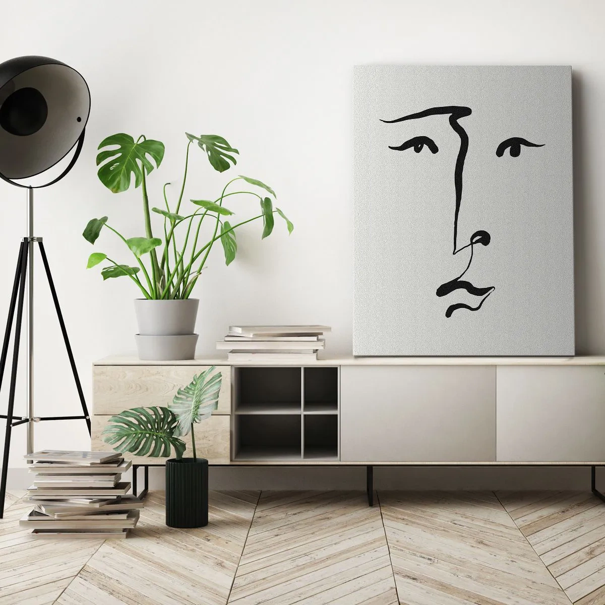 Bild auf Leinwand - Leinwandbild - Porträt mit einer Zeile - 55x100 cm