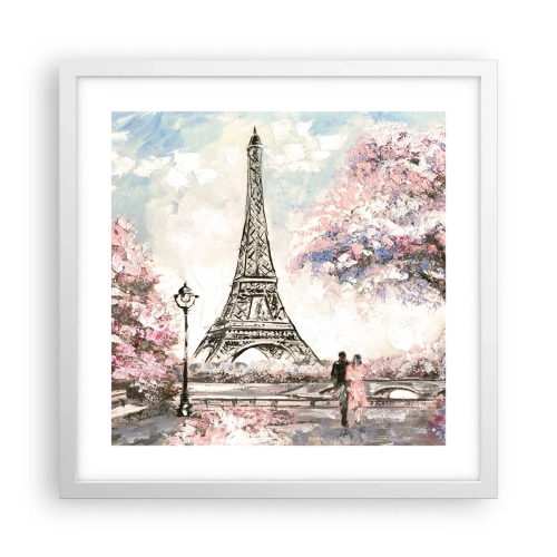 Poster in einem weißen Rahmen - Aprilspaziergang durch Paris - 40x40 cm