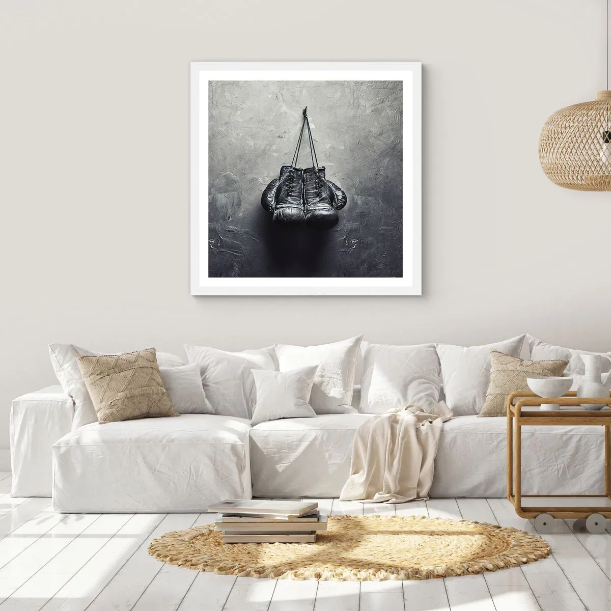 Poster in einem weißen Rahmen - Zeit des Kampfes und Zeit des Friedens - 60x60 cm