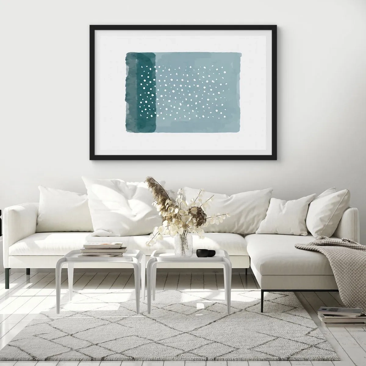 Poster in einem schwarzem Rahmen - Auf Blau gewachsen - 91x61 cm