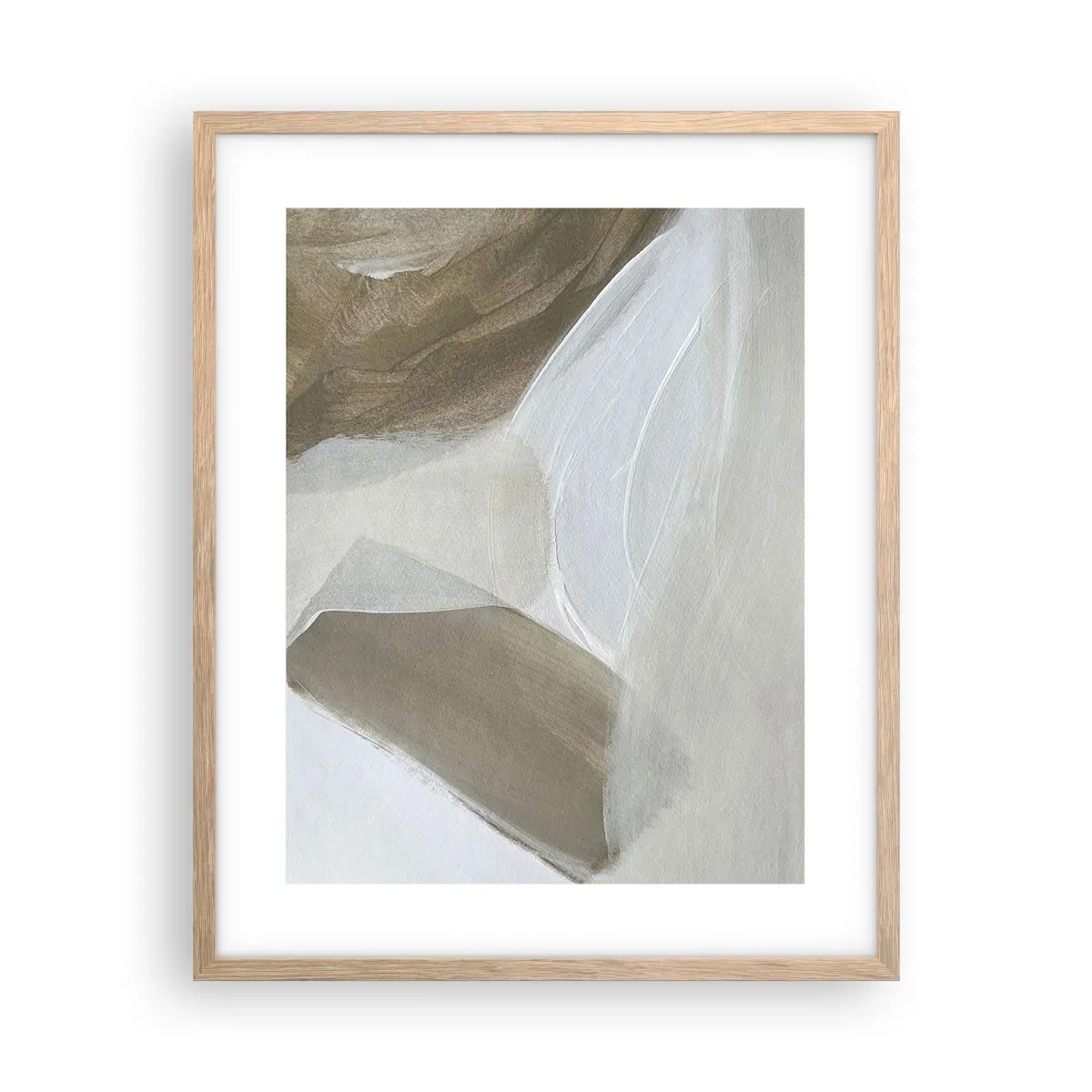 Poster in einem Rahmen aus heller Eiche - Welle aus Weiß - 40x50 cm