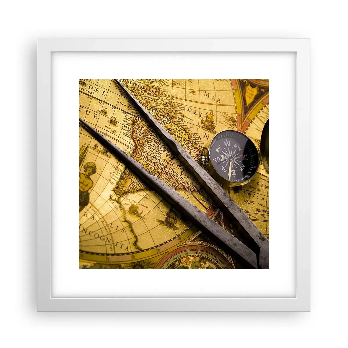 Poster in einem weißen Rahmen - Wo sind diese Schätze? - 30x30 cm