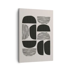 Bild auf Leinwand - Leinwandbild - Geometrie mit Halbkreisen und Linien in Schwarz auf hellem Hintergrund - 50x70cm - Halbherzige Deals - Moderne Wanddekoration für Wohnzimmer und Schlafzimmer ARTTOR