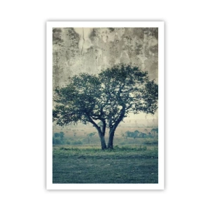 Poster - Ein Apfelbaum auf blauem Feld? - 70x100 cm