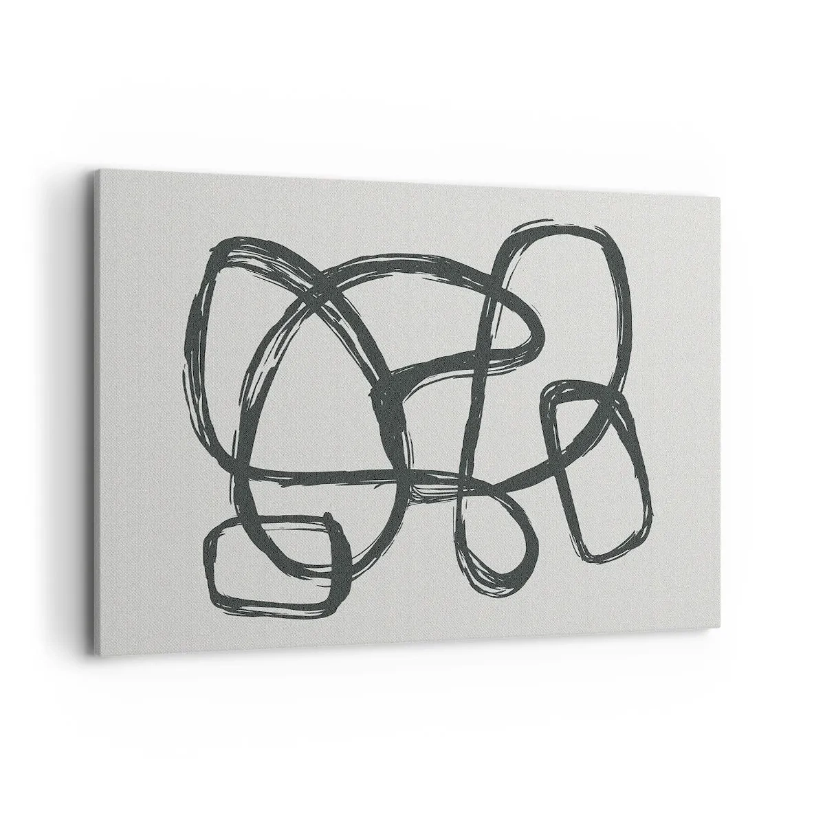 Bild auf Leinwand - Leinwandbild - Abstrakte Linien erzeugen Freiformformen auf hellem Hintergrund - 120x80cm - Schleifenabstraktion - Moderne Wanddekoration für Wohnzimmer und Schlafzimmer ARTTOR