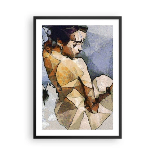 Poster in einem schwarzem Rahmen - Feminine Silhouette im Mosaik-Stil mit geometrischen Formen - 50x70cm - Ganz im Sinne des Kubismus - Moderne Wanddekoration für Wohnzimmer und Schlafzimmer ARTTOR