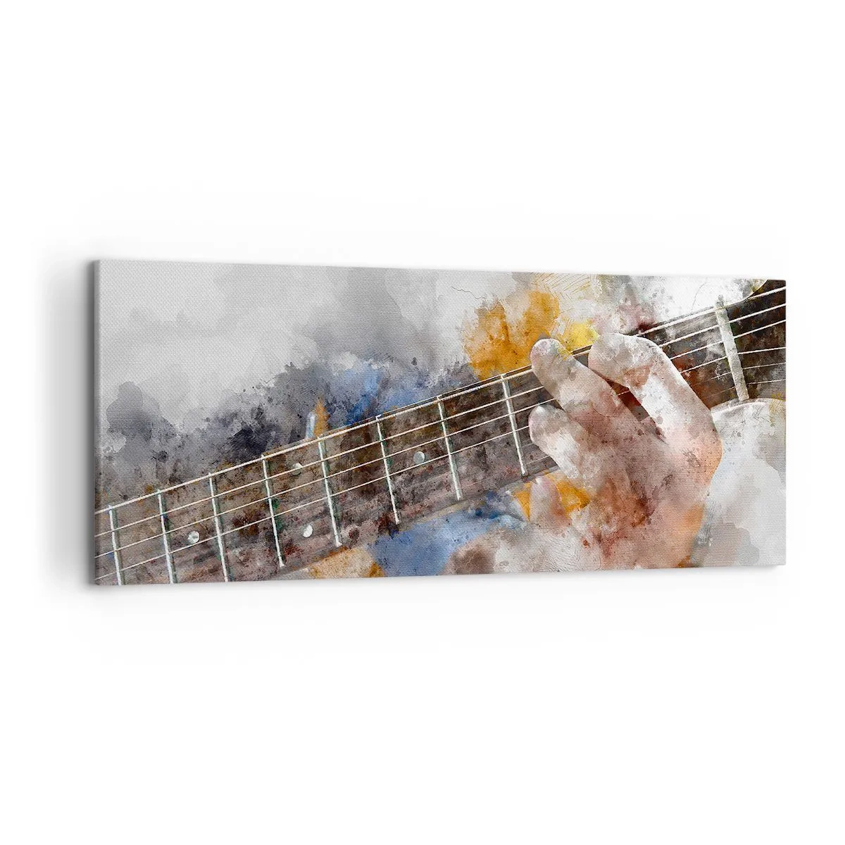 Bild auf Leinwand - Leinwandbild - Abstraktes Bild einer Hand, die Gitarre spielt - 120x50cm - Poesie zwischen den Saiten - Moderne Wanddekoration für Wohnzimmer und Schlafzimmer ARTTOR