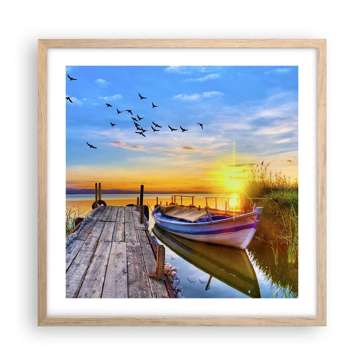 Poster in einem Rahmen aus heller Eiche - Bis morgen - 50x50 cm