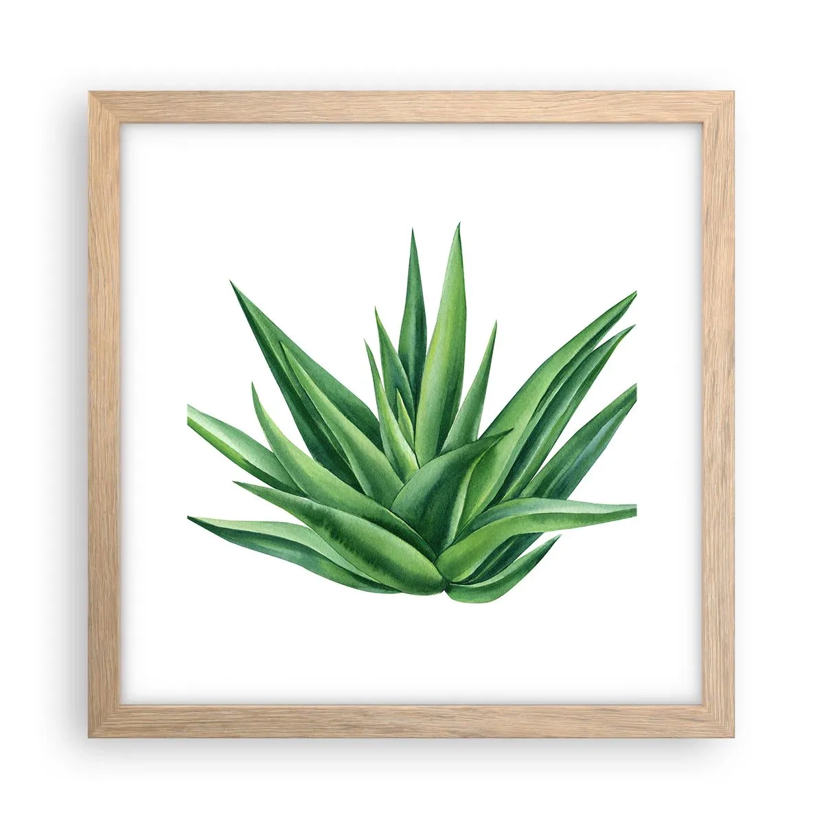 Poster in einem Rahmen aus heller Eiche - Grün – Kraft – Leben - 30x30 cm