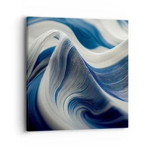 Bild auf Leinwand - Leinwandbild - Fließfähigkeit von Blau und Weiß - 40x40 cm