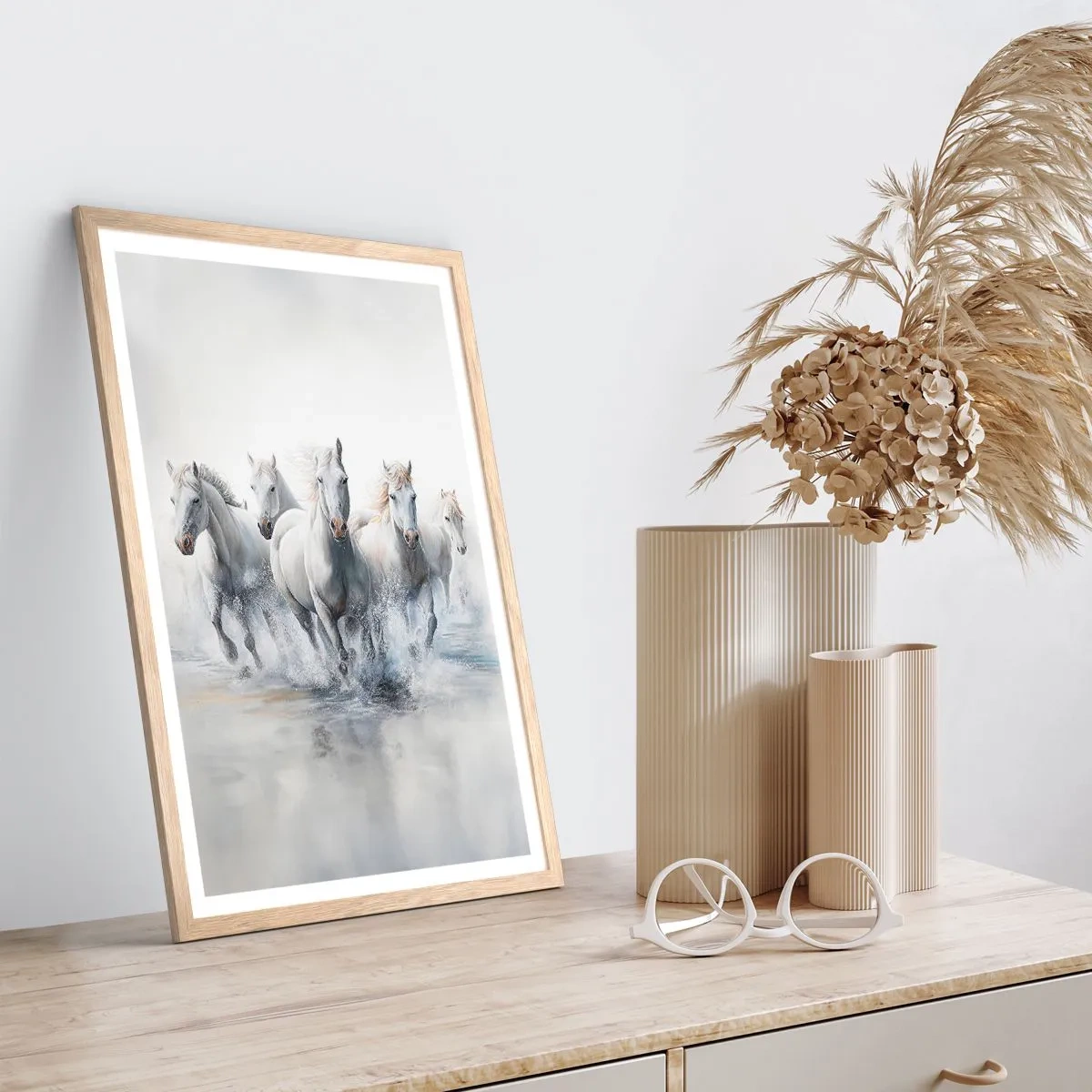 Poster in einem Rahmen aus heller Eiche - Weiße Magie - 30x40 cm