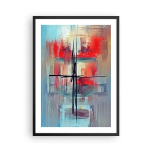 Poster in einem schwarzem Rahmen - Abstrakte Komposition in dynamischen Farben - 50x70cm - Landschaft in einer unbekannten Dimension - Moderne Wanddekoration für Wohnzimmer und Schlafzimmer ARTTOR