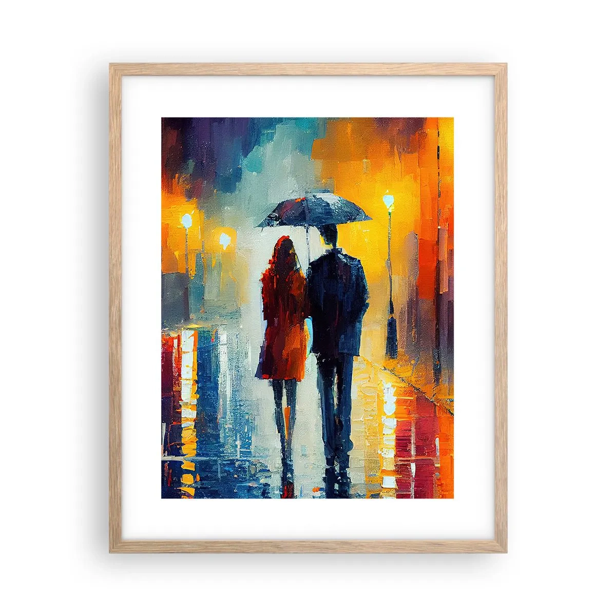 Poster in einem Rahmen aus heller Eiche - Gemeinsam – eine bunte Nacht - 40x50 cm