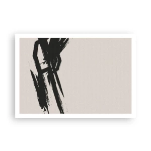 Poster - Dynamische Pinselstriche in Schwarz auf hellem Hintergrund - 100x70cm - Unaufhaltsamer Trieb - Moderne Wanddekoration für Wohnzimmer und Schlafzimmer ARTTOR