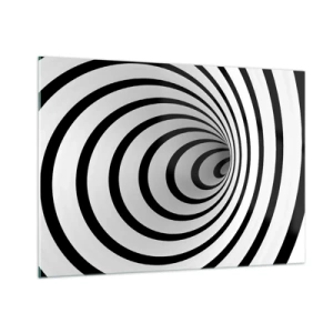 Glasbild - Bild auf glas - Abstraktes Spiralmuster in Schwarz und Weiß - 100x70cm - Sie können dem auch nicht widerstehen? - Moderne Wanddekoration für Wohnzimmer und Schlafzimmer ARTTOR