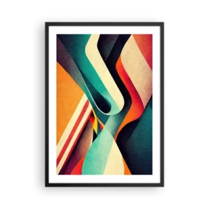 Poster in einem schwarzem Rahmen - Abstrakte Wellen in leuchtenden Retro-Farben - 50x70cm - Intensive Komposition - Moderne Wanddekoration für Wohnzimmer und Schlafzimmer ARTTOR
