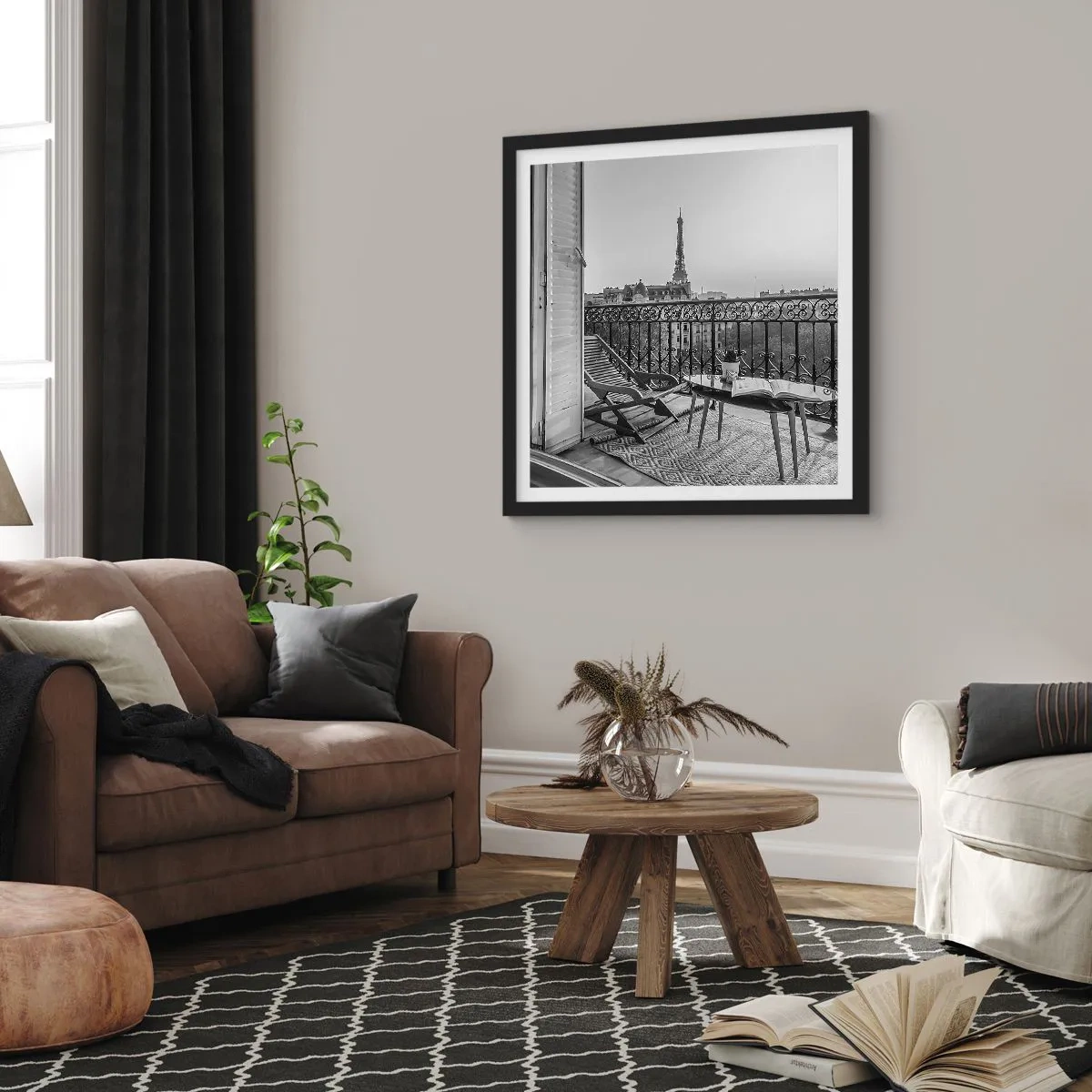 Poster in einem schwarzem Rahmen - Pariser Nachmittag - 50x50 cm