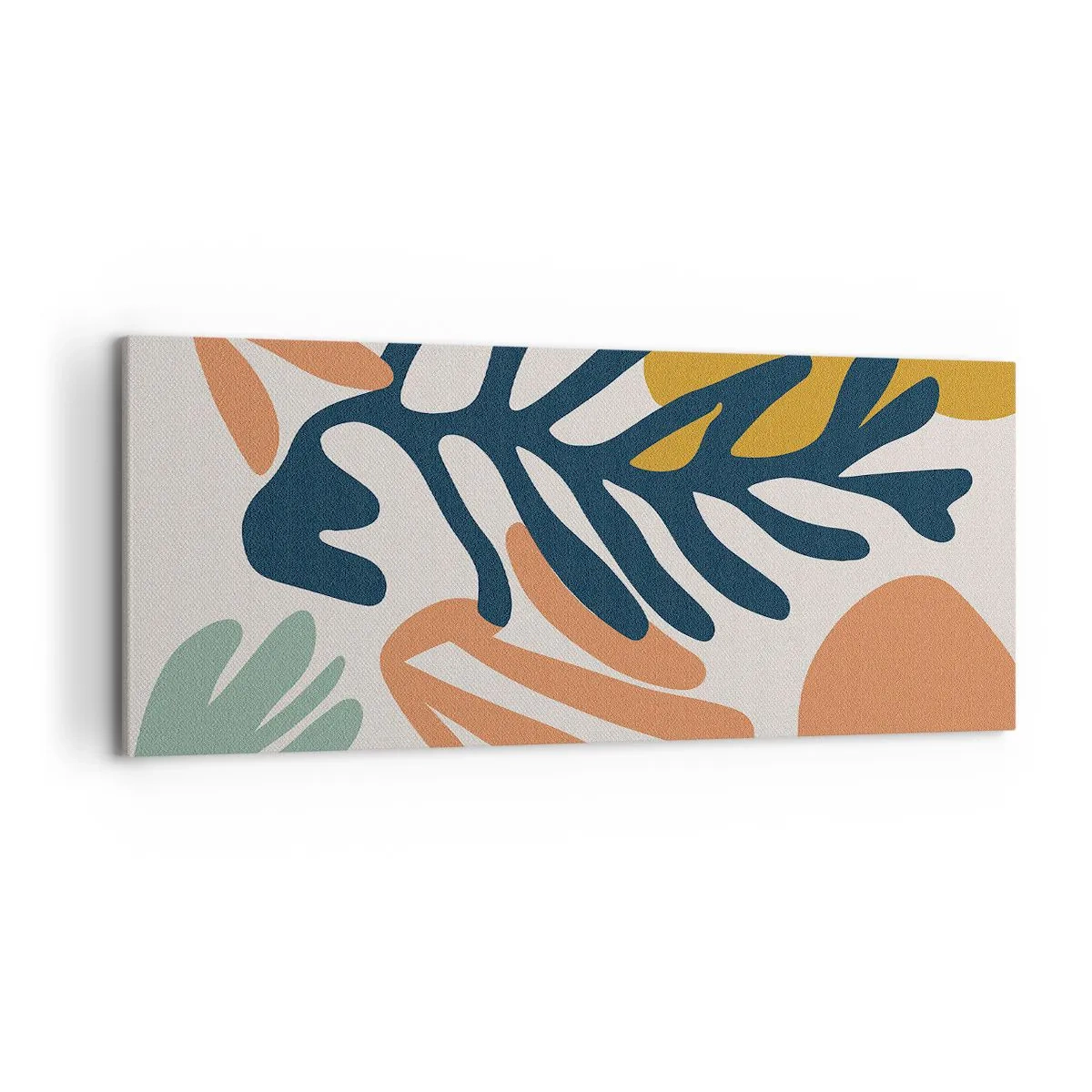 Bild auf Leinwand - Leinwandbild - Bunte Blätter im abstrakten Stil - 120x50cm - Korallenmeere - Moderne Wanddekoration für Wohnzimmer und Schlafzimmer ARTTOR