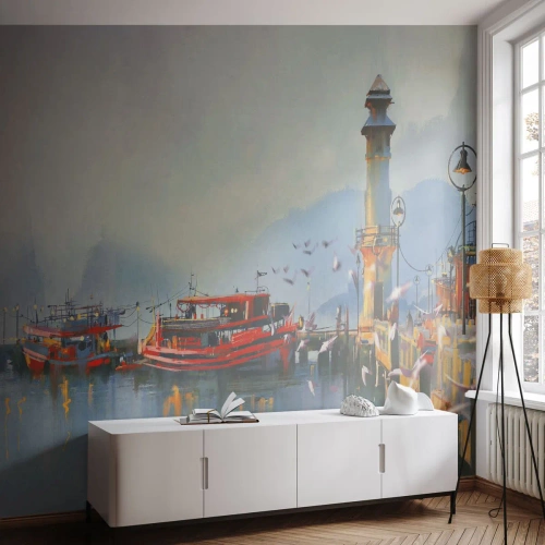 Selbstklebende Fototapete Deluxe Sticker - Am Ende der Welt - Landschaft, Hafen, Leuchtturm - 200x140 cm