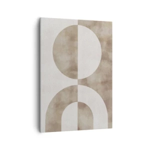 Bild auf Leinwand - Leinwandbild - Ein abstraktes Gemälde in Beigetönen mit geometrischen Formen und Symmetrie. - 50x70cm - Ähnlichkeiten und Unterschiede - Moderne Wanddekoration für Wohnzimmer und Schlafzimmer ARTTOR