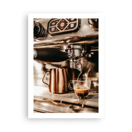 Poster - Aromatischer Espresso aus der Espressomaschine - 50x70cm - Kaffeeglanz - Moderne Wanddekoration für Wohnzimmer und Schlafzimmer ARTTOR