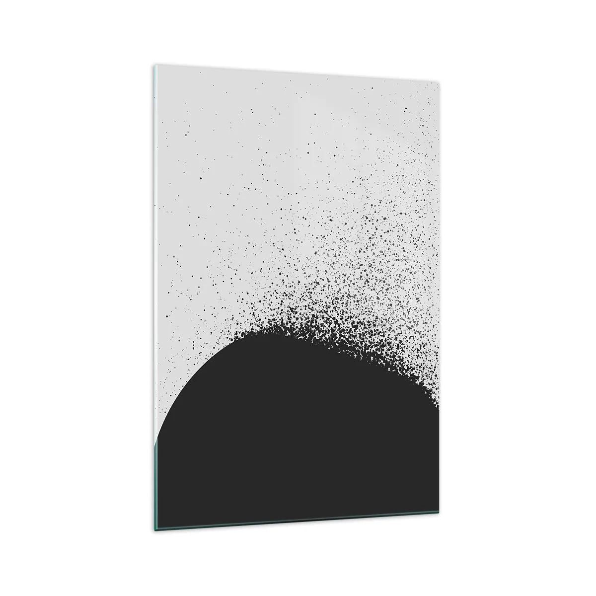 Glasbild - Bild auf glas - Abstraktes Muster mit schwarzen Partikeln auf hellem Hintergrund - 70x100cm - Bewegung von Molekülen - Moderne Wanddekoration für Wohnzimmer und Schlafzimmer ARTTOR