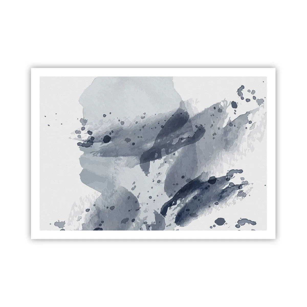 Poster - Abstrakte Flecken in Blautönen auf hellem Hintergrund - 100x70cm - Eine Studie über die Natur des Wassers - Moderne Wanddekoration für Wohnzimmer und Schlafzimmer ARTTOR