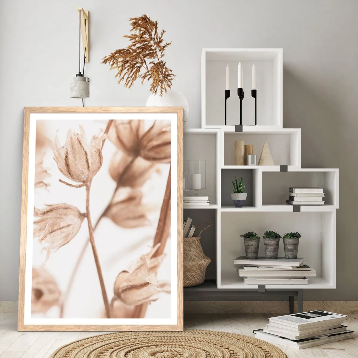 Poster in einem Rahmen aus heller Eiche - Sie rufen am Ende des Sommers an - 30x40 cm