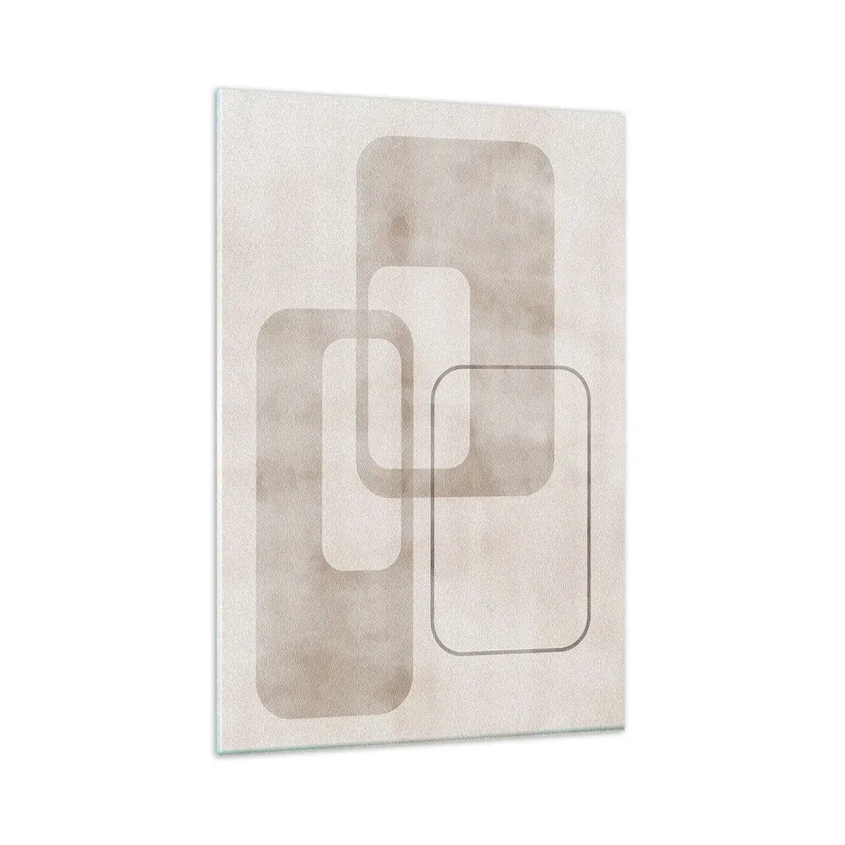 Glasbild - Bild auf glas - Eine minimalistische Komposition mit Rechtecken in Beigetönen auf dezentem Hintergrund. - 80x120cm - Geometrische Fuge - Moderne Wanddekoration für Wohnzimmer und Schlafzimmer ARTTOR