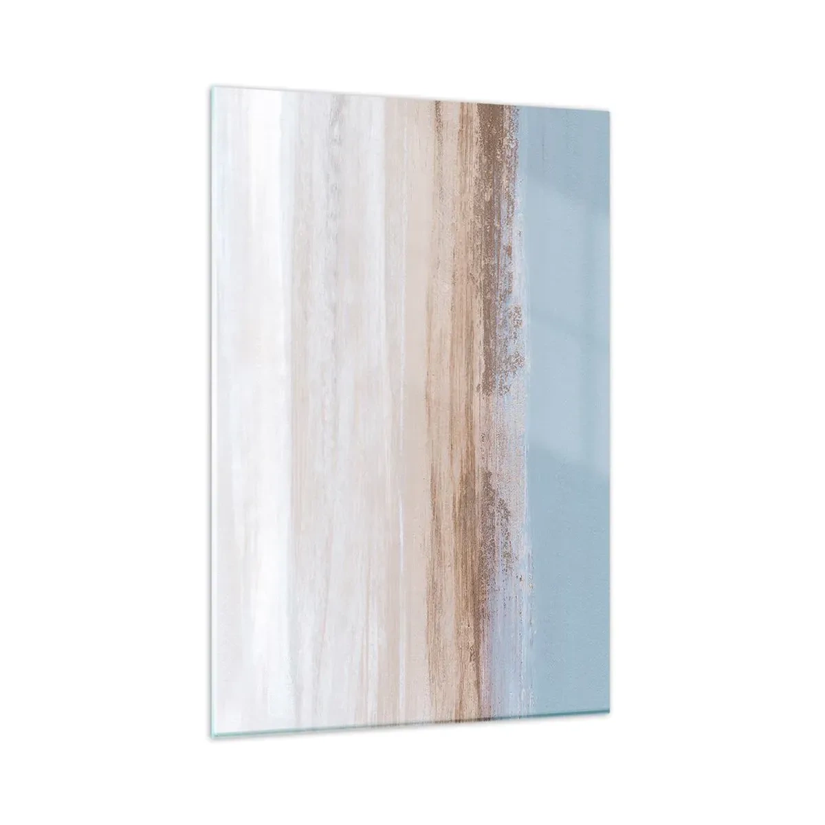 Glasbild - Bild auf glas - Eine subtile Landschaft in Pastelltönen von Blau und Beige - 80x120cm - Mehrdeutige Landschaft - Moderne Wanddekoration für Wohnzimmer und Schlafzimmer ARTTOR