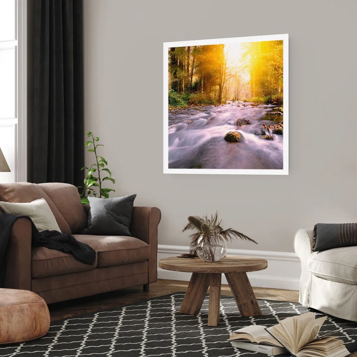 Poster - Malachit im Silber- und Goldrahmen - 50x50 cm